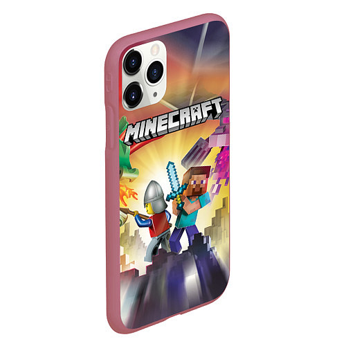 Чехол iPhone 11 Pro матовый MINECRAFT МАЙНКРАФТ Z / 3D-Малиновый – фото 2