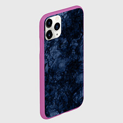 Чехол iPhone 11 Pro матовый Темно-синяя текстура камня, цвет: 3D-фиолетовый — фото 2
