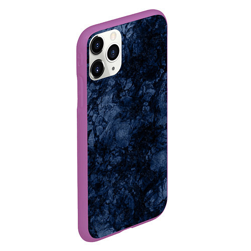 Чехол iPhone 11 Pro матовый Темно-синяя текстура камня / 3D-Фиолетовый – фото 2