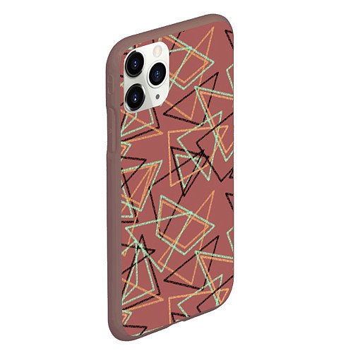 Чехол iPhone 11 Pro матовый Террактовый геометрический / 3D-Коричневый – фото 2