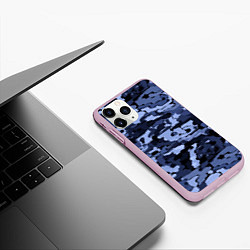 Чехол iPhone 11 Pro матовый Синий камуфляж в клетку, цвет: 3D-розовый — фото 2