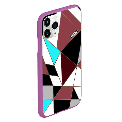 Чехол iPhone 11 Pro матовый Геометрический узор / 3D-Фиолетовый – фото 2