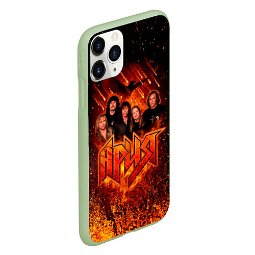 Чехол iPhone 11 Pro матовый Ария в огне / 3D-Салатовый – фото 2