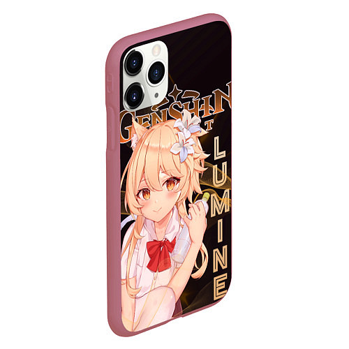 Чехол iPhone 11 Pro матовый Люмин Genshin Impact / 3D-Малиновый – фото 2