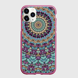 Чехол iPhone 11 Pro матовый Сиренево-голубой калейдоскоп, цвет: 3D-малиновый