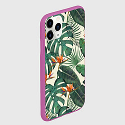 Чехол iPhone 11 Pro матовый Тропический паттерн, цвет: 3D-фиолетовый — фото 2