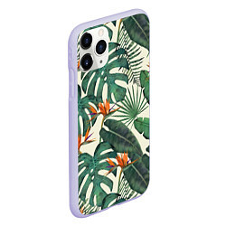 Чехол iPhone 11 Pro матовый Тропический паттерн, цвет: 3D-светло-сиреневый — фото 2