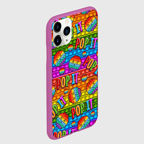 Чехол iPhone 11 Pro матовый POP IT SMILE ПОП ИТ ПУПЫРКА / 3D-Фиолетовый – фото 2
