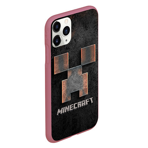 Чехол iPhone 11 Pro матовый MINECRAFT TEXTURE IRON / 3D-Малиновый – фото 2