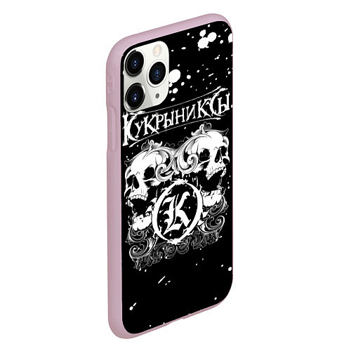 Чехол iPhone 11 Pro матовый Кукрыниксы черепа / 3D-Розовый – фото 2