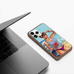 Чехол iPhone 11 Pro матовый Girl with coffee, цвет: 3D-коричневый — фото 2