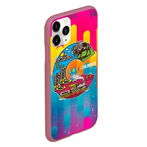 Чехол iPhone 11 Pro матовый Путешествие Colorful / 3D-Малиновый – фото 2