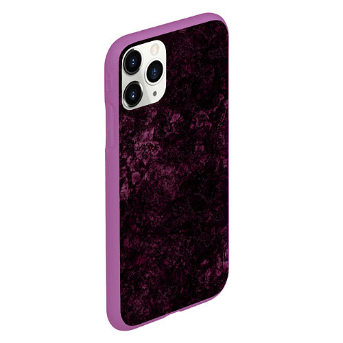 Чехол iPhone 11 Pro матовый Мраморная текстура камня / 3D-Фиолетовый – фото 2