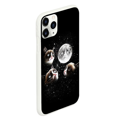 Чехол iPhone 11 Pro матовый ГРУСТНЫЕ ЛУННЫЕ КОТЫ / 3D-Белый – фото 2