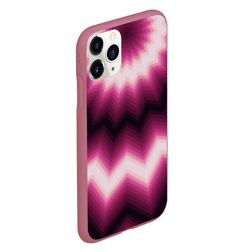 Чехол iPhone 11 Pro матовый Черно-пурпурный калейдоскоп / 3D-Малиновый – фото 2