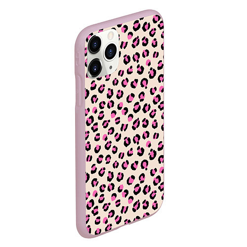Чехол iPhone 11 Pro матовый Леопардовый принт розовый / 3D-Розовый – фото 2