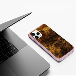 Чехол iPhone 11 Pro матовый Желто-черная текстура камня, цвет: 3D-розовый — фото 2