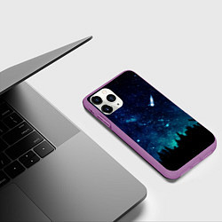 Чехол iPhone 11 Pro матовый ЛЕС НОЧЬЮ, цвет: 3D-фиолетовый — фото 2
