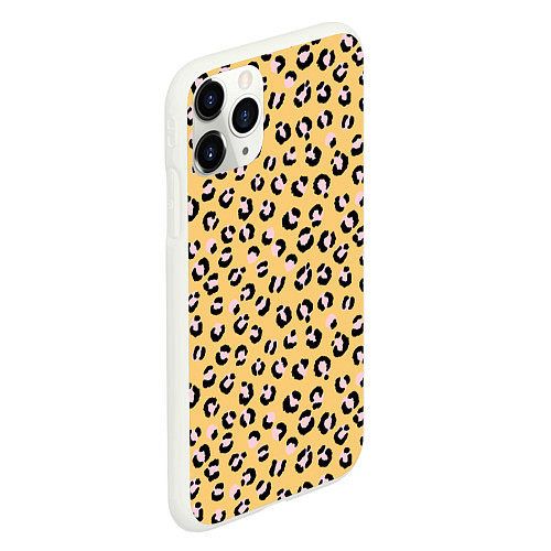 Чехол iPhone 11 Pro матовый Желтый леопардовый принт / 3D-Белый – фото 2