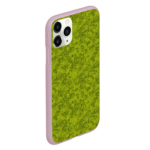 Чехол iPhone 11 Pro матовый Зеленый мраморный узор / 3D-Розовый – фото 2