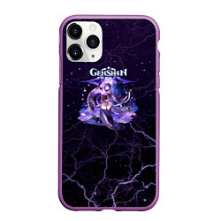 Чехол iPhone 11 Pro матовый Genshin Impact - Raiden Shogun, цвет: 3D-фиолетовый