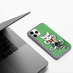 Чехол iPhone 11 Pro матовый ЯПОНСКИЙ КОТ JAPANESE CAT Z, цвет: 3D-серый — фото 2