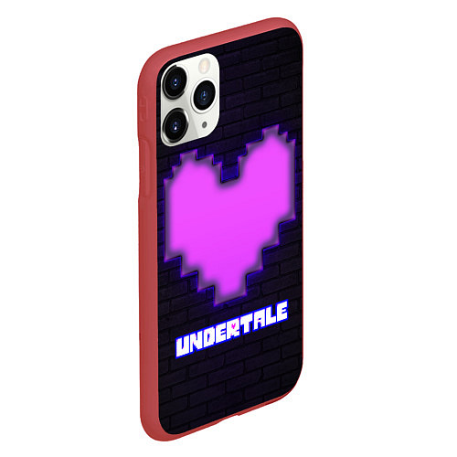 Чехол iPhone 11 Pro матовый UNDERTALE PURPLE HEART / 3D-Красный – фото 2