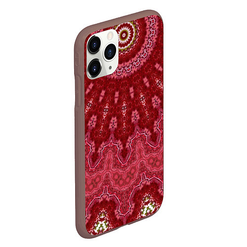 Чехол iPhone 11 Pro матовый Красно-розовый калейдоскоп / 3D-Коричневый – фото 2