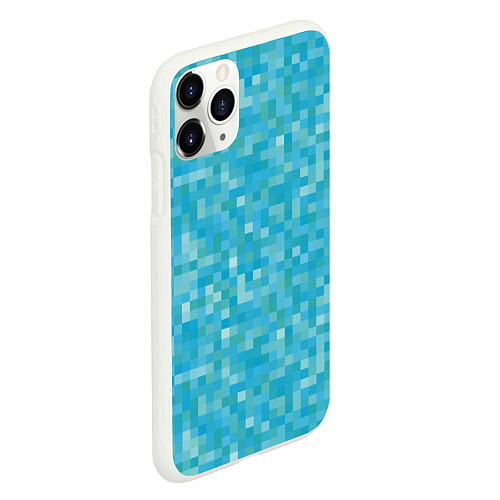 Чехол iPhone 11 Pro матовый Бирюзовая пиксель абстракция / 3D-Белый – фото 2
