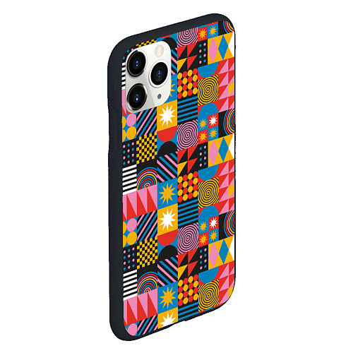 Чехол iPhone 11 Pro матовый Печворк Мозаика Настроение / 3D-Черный – фото 2