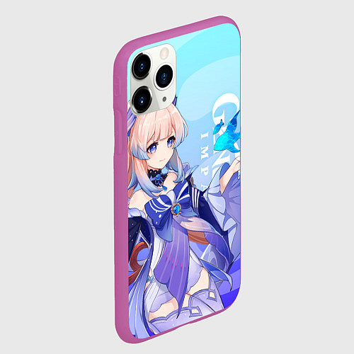 Чехол iPhone 11 Pro матовый Genshin Impact, Кокоми / 3D-Фиолетовый – фото 2