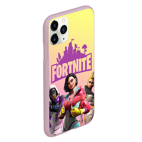 Чехол iPhone 11 Pro матовый Fortnite Squad / 3D-Розовый – фото 2