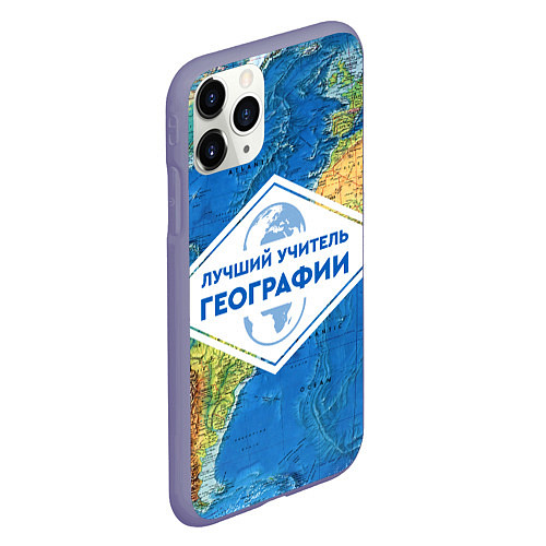 Чехол iPhone 11 Pro матовый Лучший учитель географии / 3D-Серый – фото 2