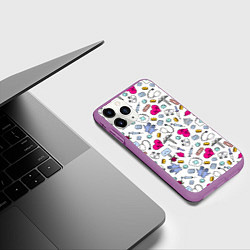 Чехол iPhone 11 Pro матовый Медицинский паттерн, цвет: 3D-фиолетовый — фото 2