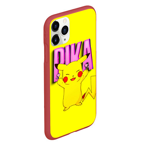 Чехол iPhone 11 Pro матовый ПИКАЧУ PIKACHU / 3D-Красный – фото 2