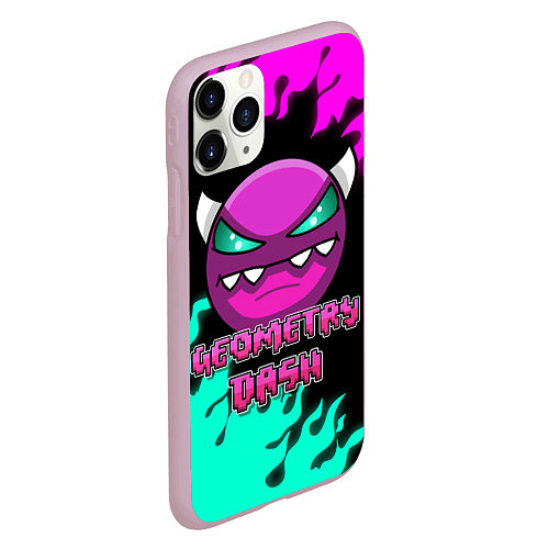 Чехол iPhone 11 Pro матовый Geometry Dash / 3D-Розовый – фото 2