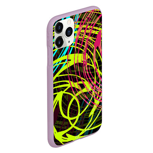 Чехол iPhone 11 Pro матовый Разноцветные спирали / 3D-Сиреневый – фото 2