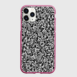 Чехол iPhone 11 Pro матовый Genshin impact elements, цвет: 3D-малиновый