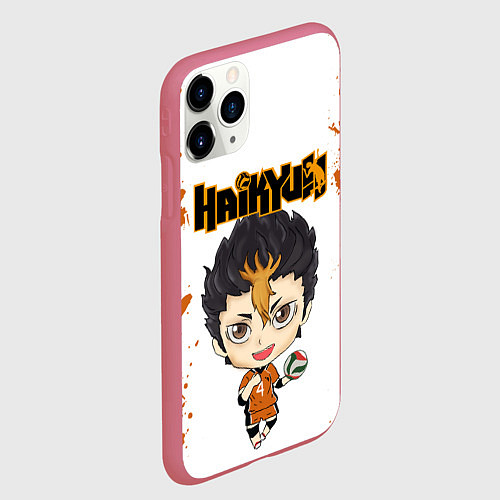 Чехол iPhone 11 Pro матовый Юу Нишиноя Nishinoya Yu Z / 3D-Малиновый – фото 2