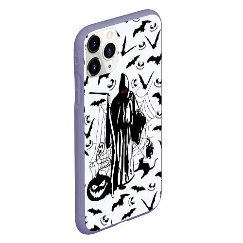 Чехол iPhone 11 Pro матовый Хэллоуин, Grim Reaper / 3D-Серый – фото 2