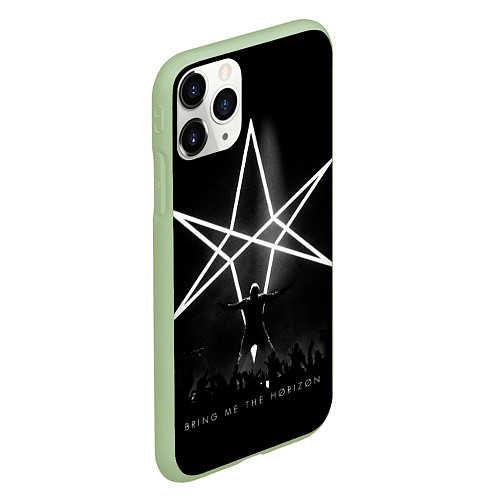 Чехол iPhone 11 Pro матовый Bring Me the Horizon концерт / 3D-Салатовый – фото 2