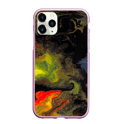 Чехол iPhone 11 Pro матовый Галактический лавовый окрас, цвет: 3D-розовый