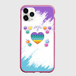 Чехол iPhone 11 Pro матовый POP IT HEART, цвет: 3D-малиновый