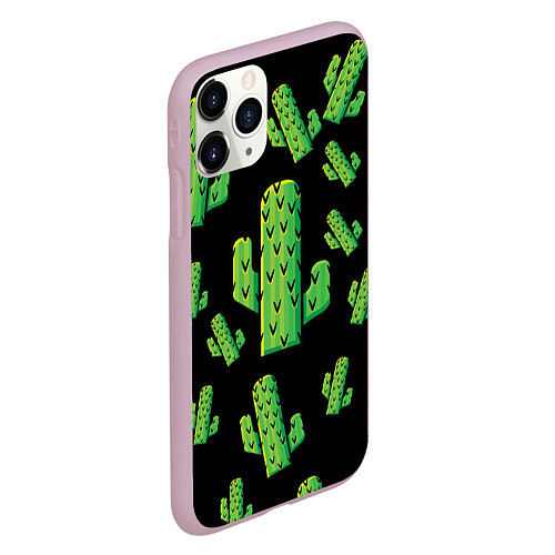 Чехол iPhone 11 Pro матовый Cactus Time - Веселые кактусы / 3D-Розовый – фото 2