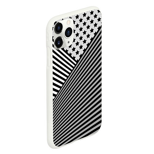 Чехол iPhone 11 Pro матовый Полосатый комбинированный узор / 3D-Белый – фото 2