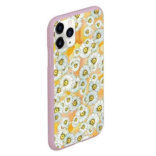 Чехол iPhone 11 Pro матовый Раз - ромашка, два - ромашка / 3D-Розовый – фото 2