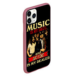 Чехол iPhone 11 Pro матовый MUSYC IS MY DRUG and ACDC IS MY DEALER, цвет: 3D-малиновый — фото 2