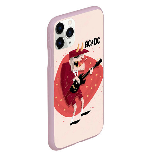 Чехол iPhone 11 Pro матовый Ангус Янг ACDC / 3D-Розовый – фото 2
