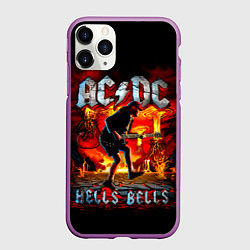 Чехол iPhone 11 Pro матовый ACDC HELLS BELLS, цвет: 3D-фиолетовый