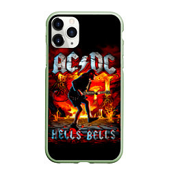 Чехол iPhone 11 Pro матовый ACDC HELLS BELLS, цвет: 3D-салатовый